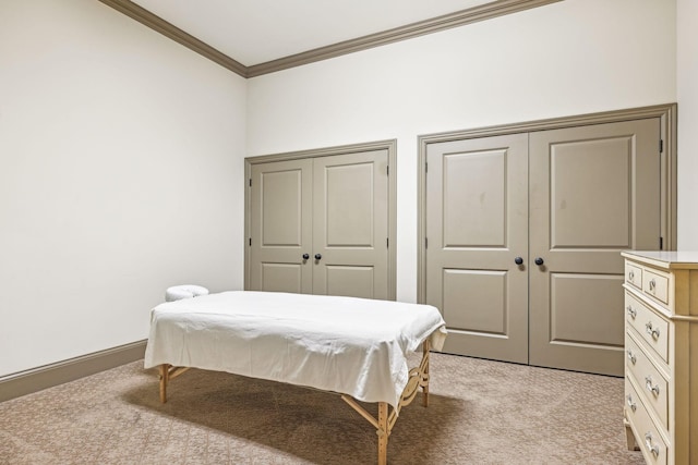 226 Hidden Harbour Dr, Mount Juliet, TN 37122 - bedroom with ornamental molding, light carpet, and two closets