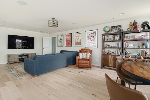 7546 Delancey Dr, College Grove, TN 37046 - living room with light wood-style floors, baseboards, and recessed lighting
