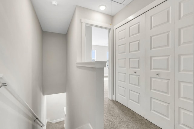 1081 Wells Way, Spring Hill, TN 37174 - hall featuring light carpet, attic access, and baseboards
