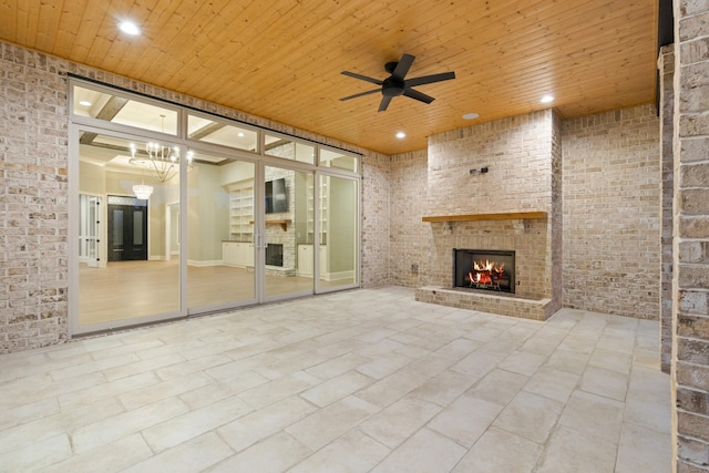 724 Bradshaw Rd, Lebanon, TN 37087 - view of patio / terrace with an outdoor brick fireplace and ceiling fan