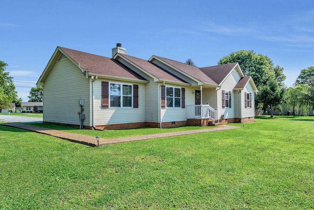 1545 Carthage Hwy, Lebanon, TN 37087 - view of property exterior with crawl space, a lawn, a chimney, and a shingled roof