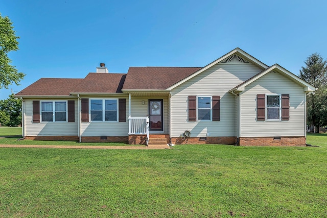 1545 Carthage Hwy, Lebanon, TN 37087 - single story home featuring crawl space, a front yard, a shingled roof, and a chimney