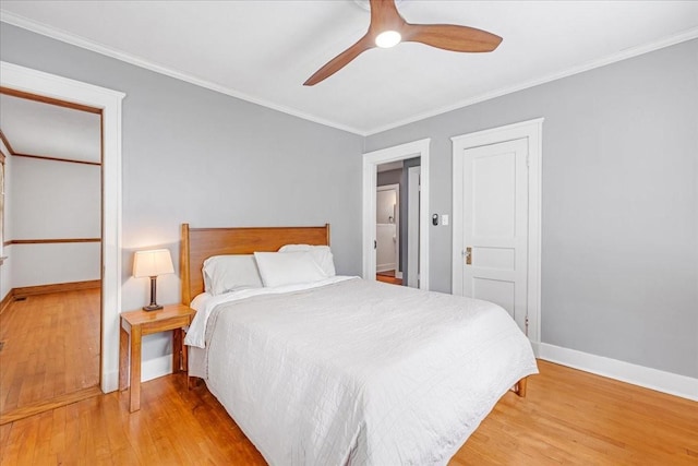 256 Tanksley Ave, Nashville, TN 37211 - bedroom featuring light wood-style floors, baseboards, crown molding, and ceiling fan