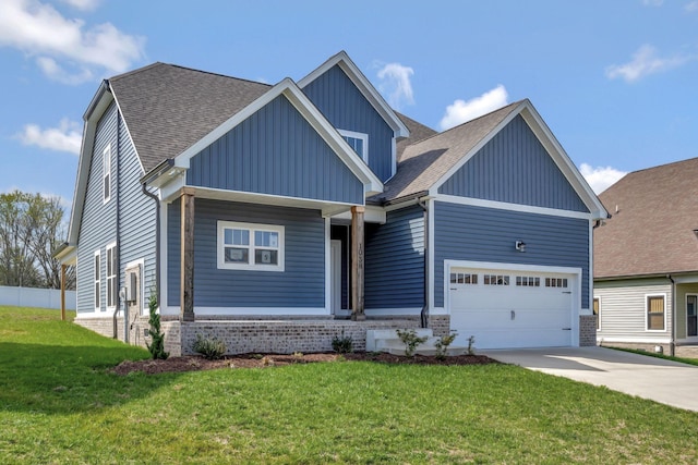 1038 Camden Trl, Greenbrier, TN 37073 - craftsman-style house featuring board and batten siding, concrete driveway, a garage, roof with shingles, and a front yard