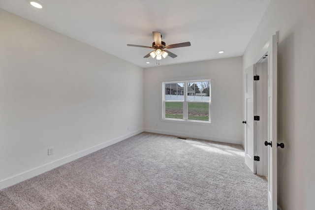 1038 Camden Trl, Greenbrier, TN 37073 - empty room with light colored carpet, ceiling fan, baseboards, and recessed lighting
