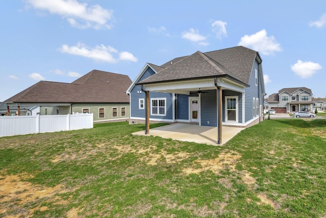 1038 Camden Trl, Greenbrier, TN 37073 - rear view of property with a ceiling fan, a patio, and a shingled roof