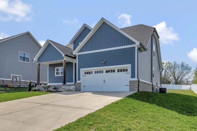 1038 Camden Trl, Greenbrier, TN 37073 - craftsman inspired home with board and batten siding, driveway, brick siding, a garage, and covered porch