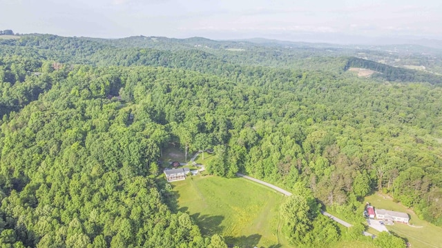 813 Stiner Ln, La Follette, TN 37766 - aerial view of property and surrounding area with a forest and a mountain backdrop