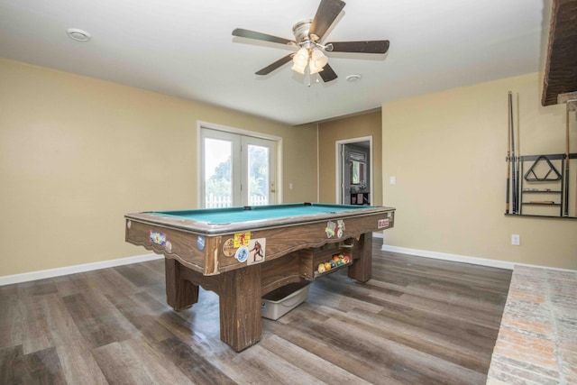 813 Stiner Ln, La Follette, TN 37766 - playroom with wood finished floors, billiards, ceiling fan, and baseboards