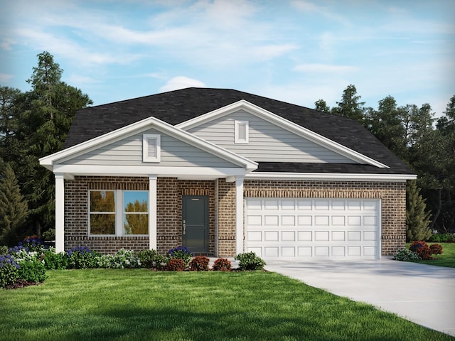 1348 Beasley Blvd, Mount Juliet, TN 37122 - view of front facade featuring brick siding, concrete driveway, a front lawn, an attached garage, and a shingled roof