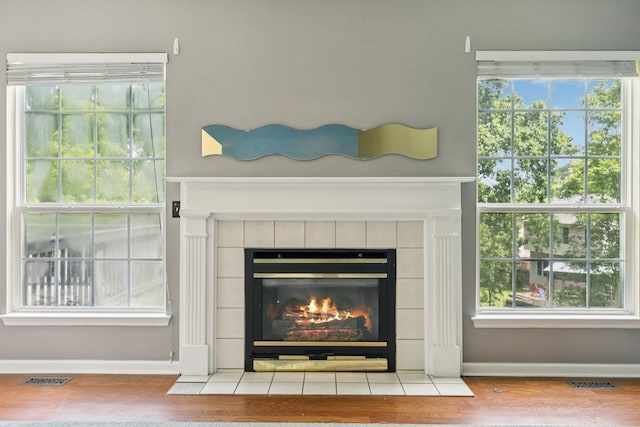 205 Caneel Cv, Hermitage, TN 37076 - detailed view of baseboards, wood finished floors, and a fireplace