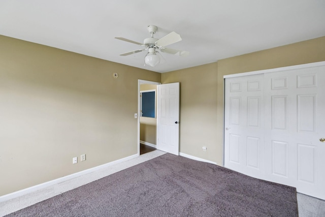 205 Caneel Cv, Hermitage, TN 37076 - unfurnished bedroom with carpet floors, baseboards, a closet, and a ceiling fan