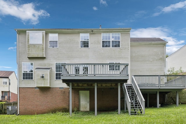 205 Caneel Cv, Hermitage, TN 37076 - back of property featuring a deck, central air condition unit, and stairway