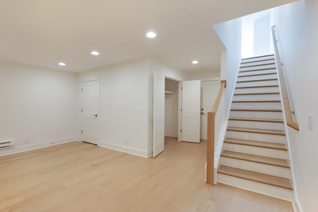621 Live Life Ln, Nashville, TN 37207 - below grade area featuring recessed lighting, stairway, light wood-type flooring, and baseboards