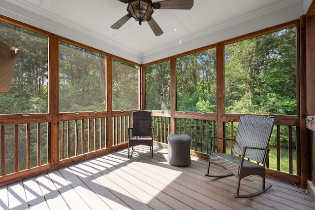 8825 Caswick Ct, Nolensville, TN 37135 - unfurnished sunroom featuring a ceiling fan and healthy amount of natural light