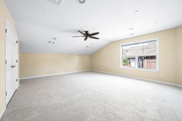 8825 Caswick Ct, Nolensville, TN 37135 - additional living space featuring vaulted ceiling, carpet, attic access, baseboards, and ceiling fan