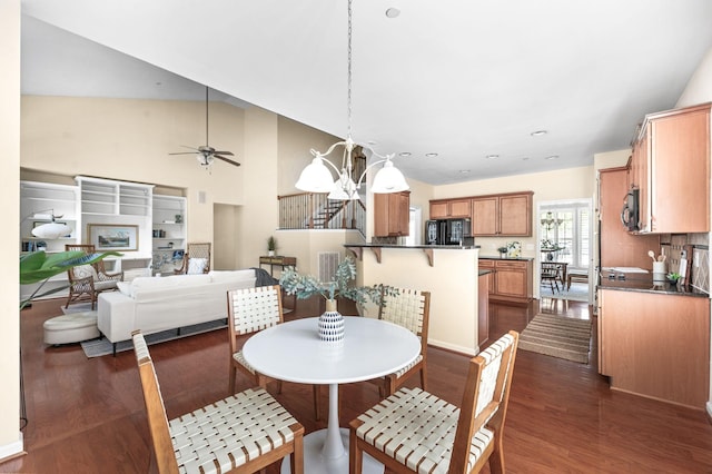 8825 Caswick Ct, Nolensville, TN 37135 - dining room featuring dark wood-type flooring, a chandelier, ceiling fan, and recessed lighting