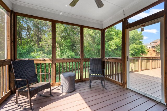 8825 Caswick Ct, Nolensville, TN 37135 - sunroom featuring a ceiling fan