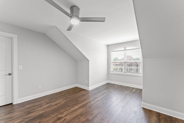 2006 Lynnhaven Ct, Mount Juliet, TN 37122 - additional living space with vaulted ceiling, wood finished floors, a ceiling fan, and baseboards