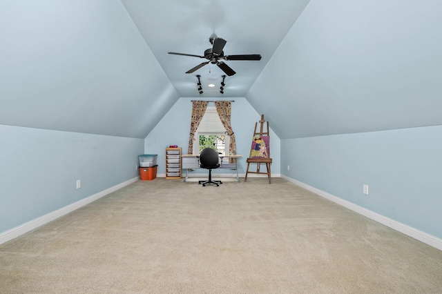 2245 Alexander Blvd, Murfreesboro, TN 37130 - office featuring light carpet, lofted ceiling, baseboards, and ceiling fan