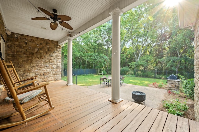 2245 Alexander Blvd, Murfreesboro, TN 37130 - deck with outdoor dining area, ceiling fan, and a patio area