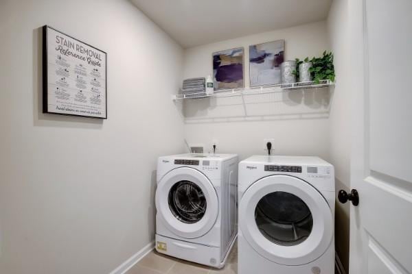 280 Subban Ct, Lebanon, TN 37087 - laundry area with separate washer and dryer, baseboards, and tile patterned floors
