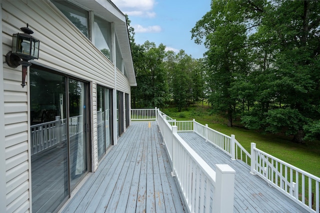 115 Pin Oaks Ln, Hohenwald, TN 38462 - wooden terrace with a yard and view of scattered trees