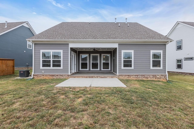 4015 Brazelton Way, Fairview, TN 37062 - back of house with ceiling fan, a patio, a yard, central AC, and a shingled roof
