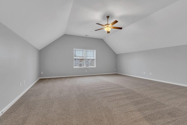 4015 Brazelton Way, Fairview, TN 37062 - additional living space with vaulted ceiling, carpet, a ceiling fan, and baseboards
