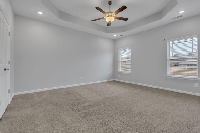 4015 Brazelton Way, Fairview, TN 37062 - carpeted spare room with ceiling fan, a raised ceiling, baseboards, and recessed lighting