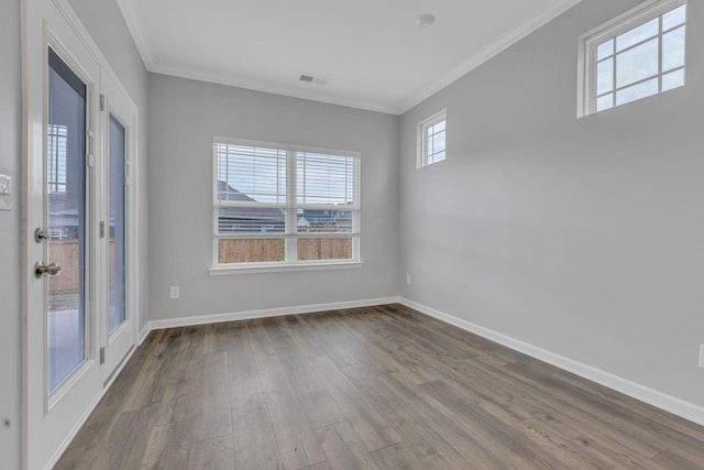 4015 Brazelton Way, Fairview, TN 37062 - unfurnished room with ornamental molding, dark wood-type flooring, and baseboards