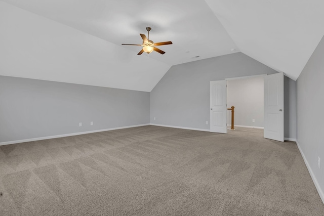 4015 Brazelton Way, Fairview, TN 37062 - additional living space with vaulted ceiling, carpet, a ceiling fan, and baseboards