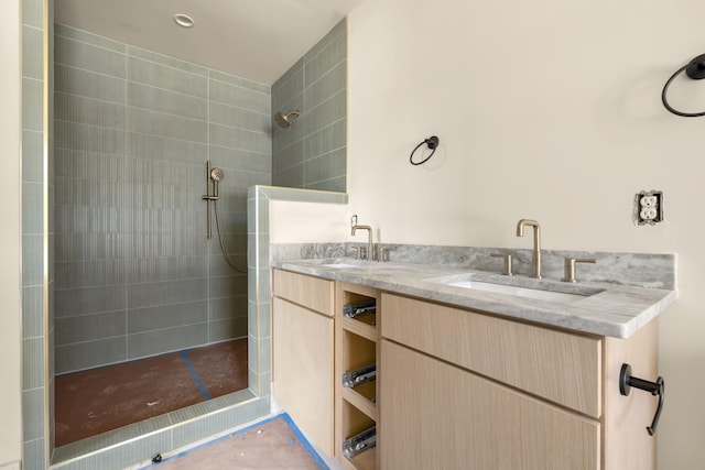 1701 Portland Ave Unit E, Nashville, TN 37212 - bathroom featuring a tile shower and double vanity