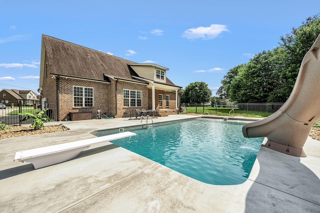167 Lancaster St, Hillsboro, TN 37342 - view of pool with a water slide, a diving board, and a patio