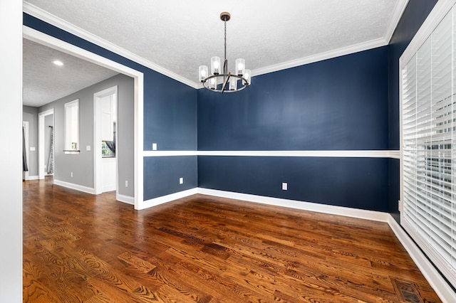167 Lancaster St, Hillsboro, TN 37342 - spare room with a textured ceiling, a chandelier, baseboards, and wood finished floors