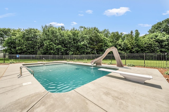 167 Lancaster St, Hillsboro, TN 37342 - view of pool with a patio area, a water slide, and a diving board