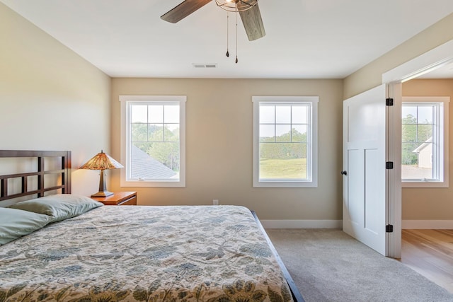 2825 Oregon Rd, Milton, TN 37118 - carpeted bedroom featuring multiple windows, baseboards, and a ceiling fan
