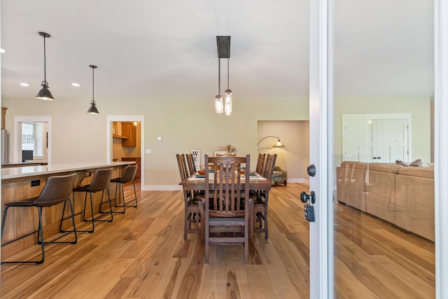 2825 Oregon Rd, Milton, TN 37118 - dining space featuring light wood-style flooring, recessed lighting, and baseboards