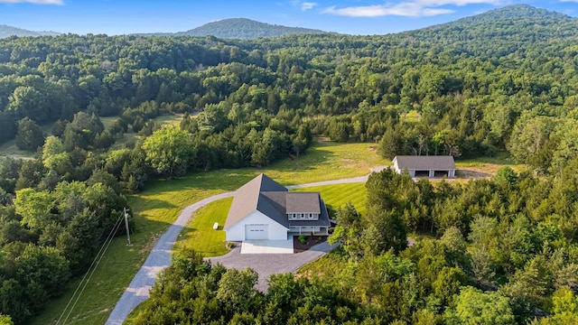 2825 Oregon Rd, Milton, TN 37118 - view from above of property with a heavily wooded area and a mountainous background