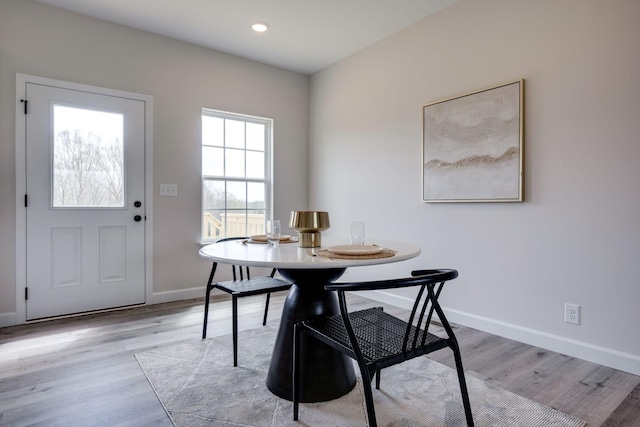 1502 Rock Springs Rd, Cumberland Furnace, TN 37051 - dining space featuring baseboards, light wood-style flooring, and recessed lighting