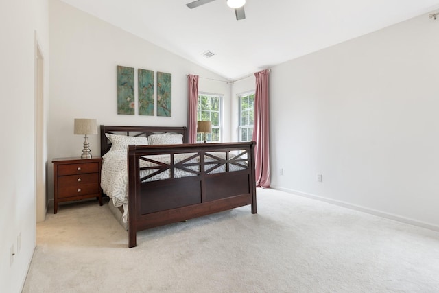 3164 Winberry Dr, Franklin, TN 37064 - bedroom with light carpet, vaulted ceiling, ceiling fan, and baseboards