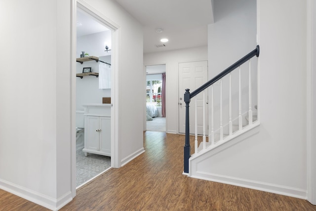 3164 Winberry Dr, Franklin, TN 37064 - foyer entrance featuring wood finished floors, baseboards, stairs, and recessed lighting