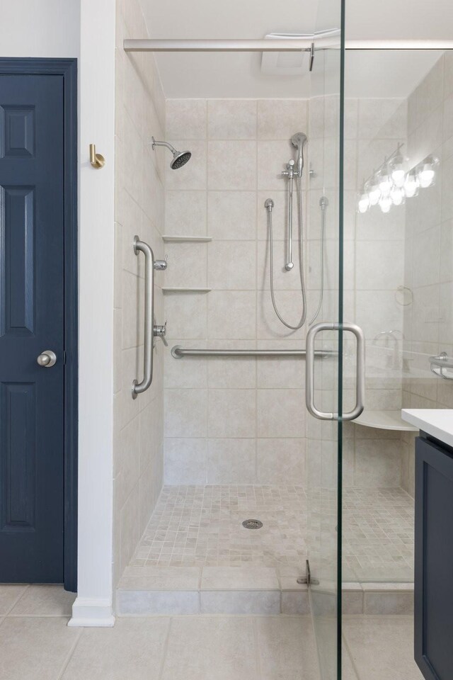 3164 Winberry Dr, Franklin, TN 37064 - full bath featuring a shower stall, tile patterned floors, and vanity