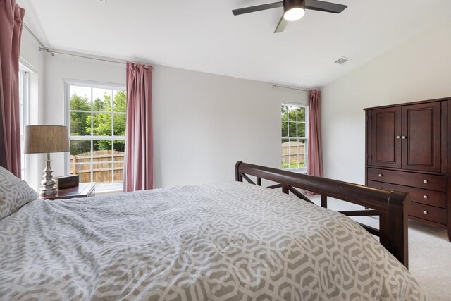 3164 Winberry Dr, Franklin, TN 37064 - bedroom with lofted ceiling, a ceiling fan, and carpet flooring