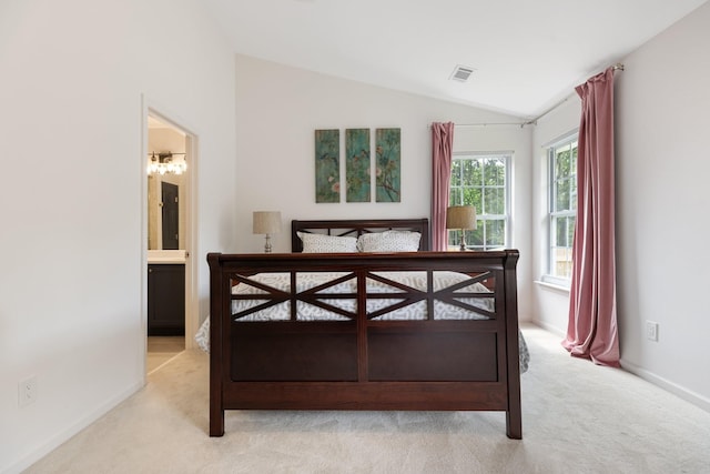 3164 Winberry Dr, Franklin, TN 37064 - bedroom with lofted ceiling, carpet flooring, baseboards, and ensuite bath