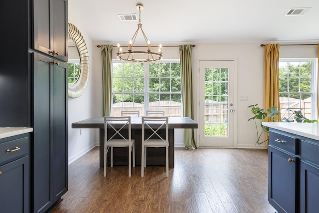 3164 Winberry Dr, Franklin, TN 37064 - dining space with a chandelier, baseboards, and dark wood-type flooring