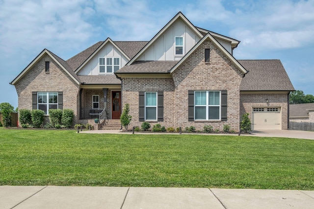 2732 Cherrydale Dr, Lebanon, TN 37087 - craftsman house with brick siding, a garage, a front lawn, concrete driveway, and a shingled roof