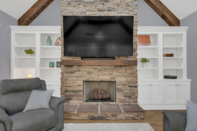 2732 Cherrydale Dr, Lebanon, TN 37087 - living area featuring wood finished floors and a stone fireplace