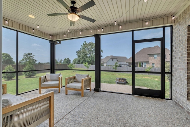 2732 Cherrydale Dr, Lebanon, TN 37087 - sunroom with ceiling fan, healthy amount of natural light, and a fire pit