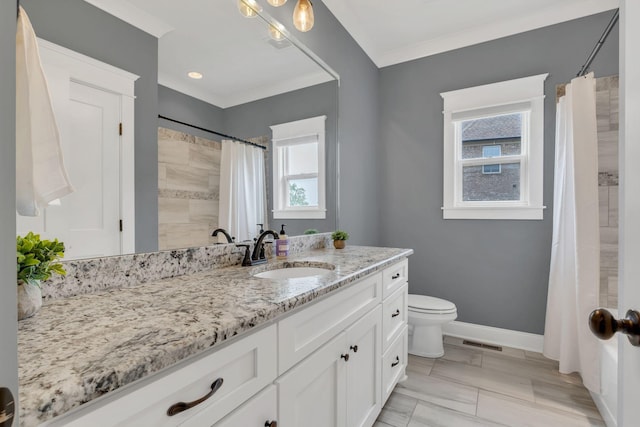 2732 Cherrydale Dr, Lebanon, TN 37087 - bathroom featuring vanity, baseboards, toilet, and a shower with shower curtain